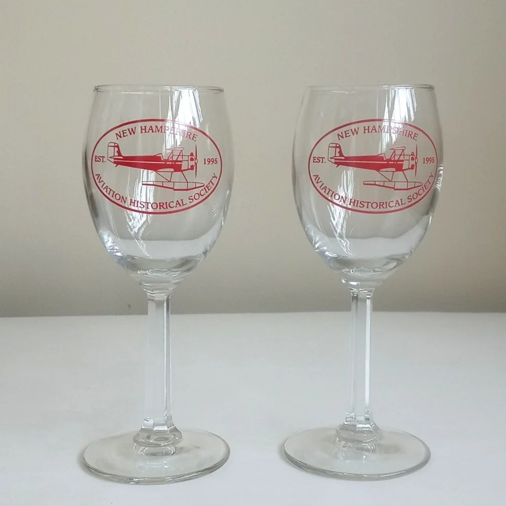 Vintage Aviation Wine Glasses Set of 2
